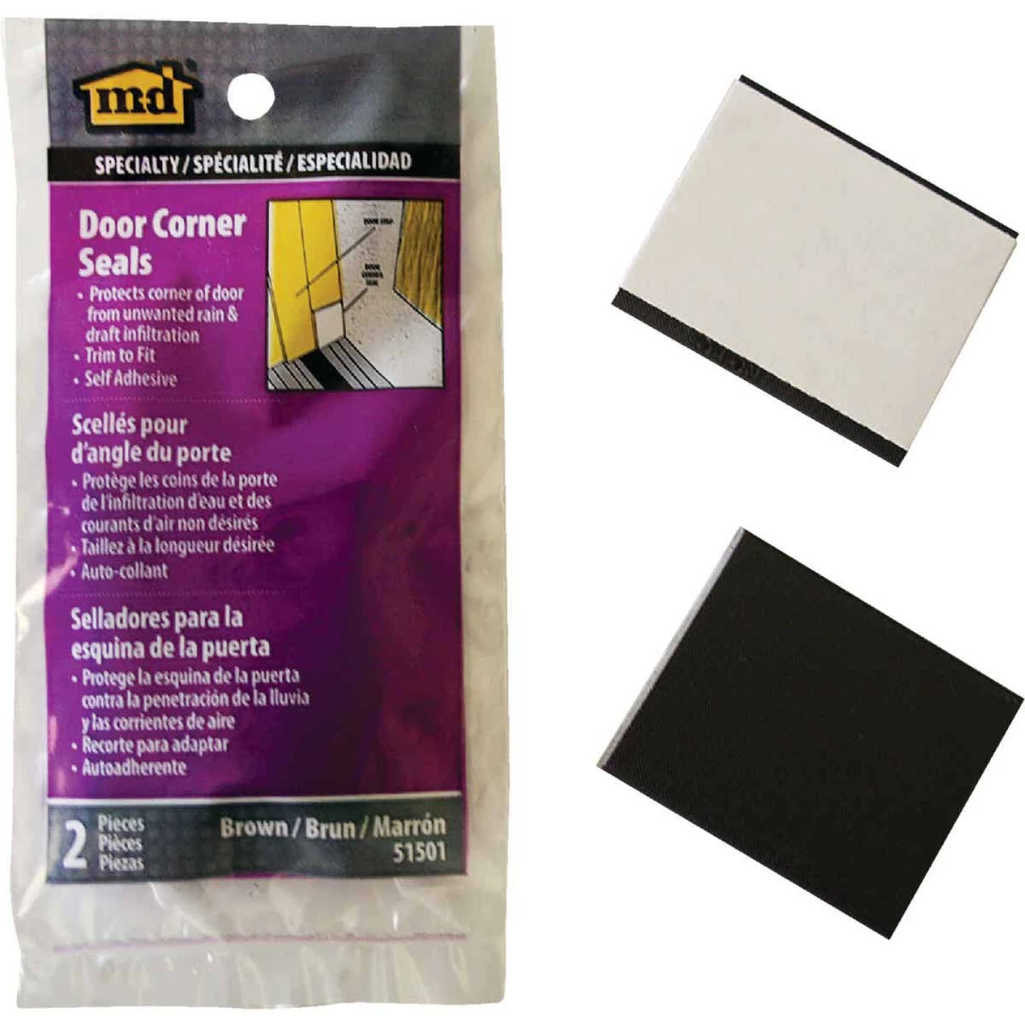M-D 1-3/4 In. W. X 1-1/4 In. H. Brown Foam Door Corner Wedges (2-Pack) 3 M-D 1-3/4 In. W. X 1-1/4 In. H. Brown Foam Door Corner Wedges (2-Pack)