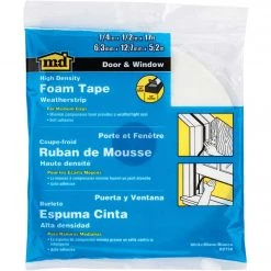 M-D 1/2" W X 1/4" T X 17' L White Foam Weatherstrip Tape