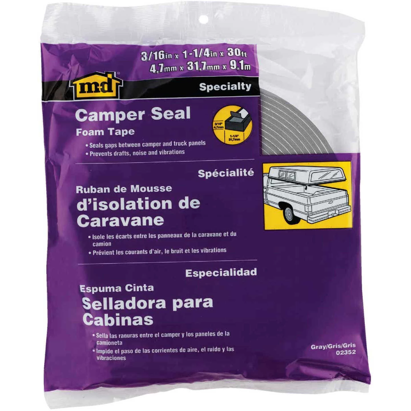 M-D 1-1/4 In. X 30 Ft. X 3/16 In. Thick Camper Seal Tape 1 M-D 1-1/4 In. X 30 Ft. X 3/16 In. Thick Camper Seal Tape