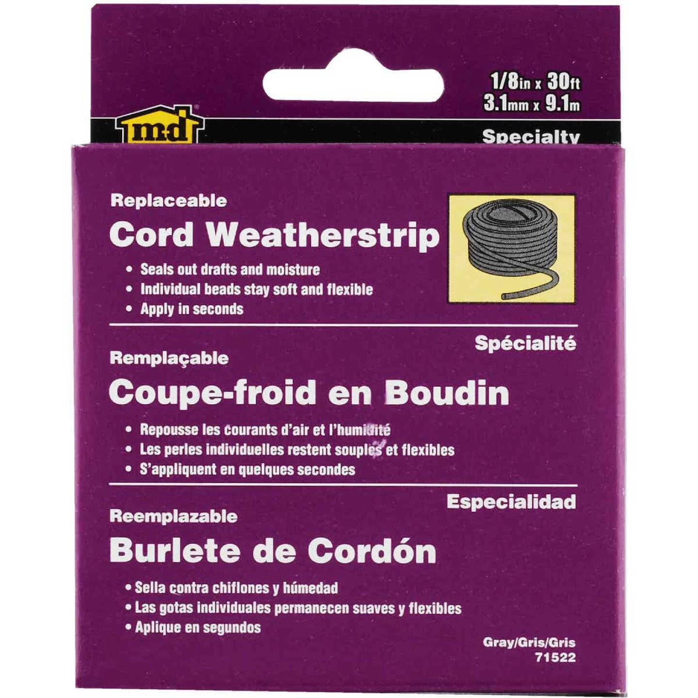 M-D 30' X 3/16" X 1/8" Caulking Cord Weatherstrip 3 M-D 30' X 3/16" X 1/8" Caulking Cord Weatherstrip