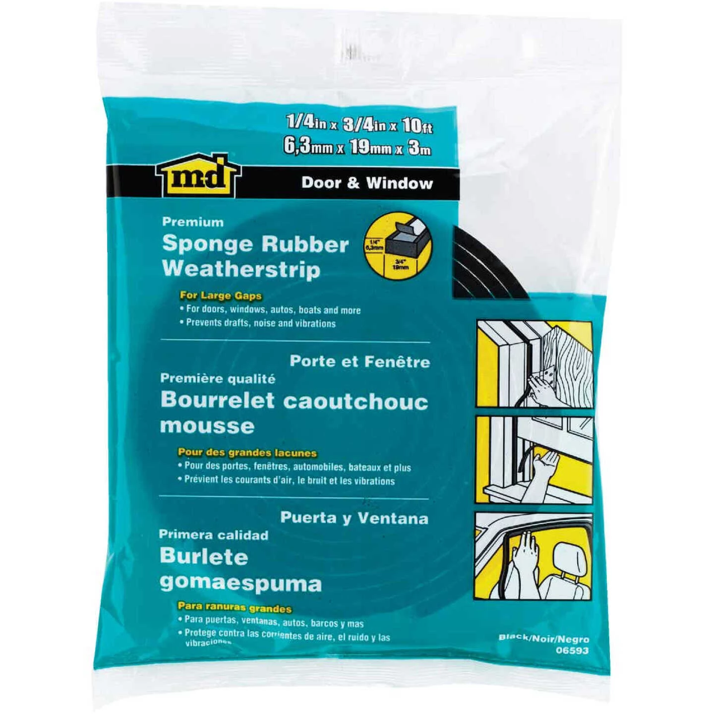 M-D 1/4" 3/4" 10' Auto & Marine Weatherstrip 3 M-D 1/4" 3/4" 10' Auto & Marine Weatherstrip